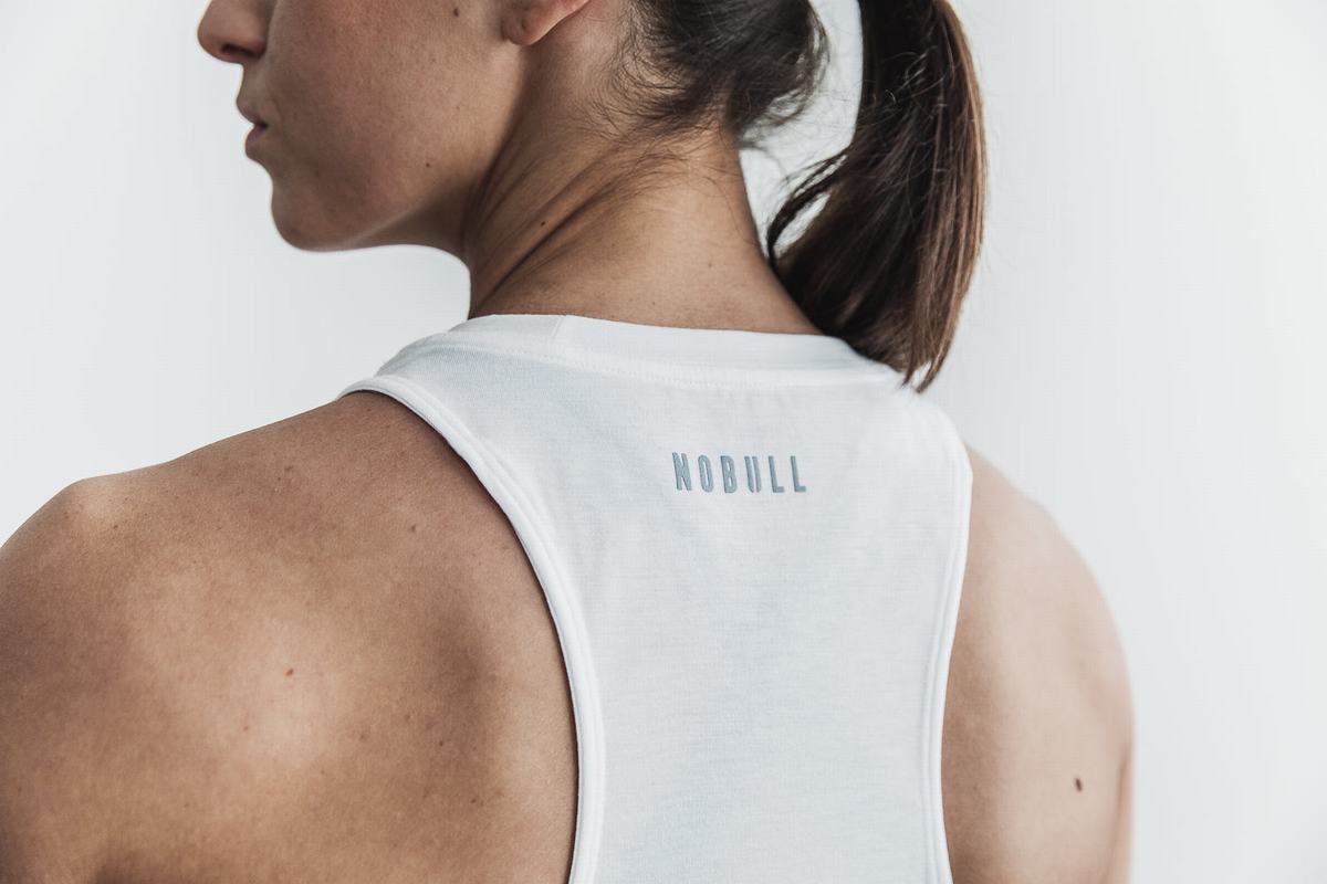 Nobull Crossfit® High-Neck Women's Tank Tops White | Australia (DI4065)